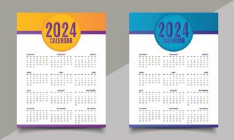 calendário. uma página Novo ano calendário Projeto. 2024 calendário Projeto. vetor