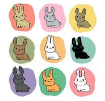 coleção de vetores conjunto de desenhos animados de coelhos