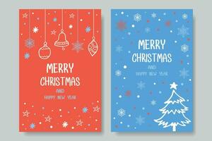 Natal árvore, flocos de neve, bagas, feito à mão elementos. inverno vetor ilustração para Natal convite, cartão, bandeira, social meios de comunicação publicar.