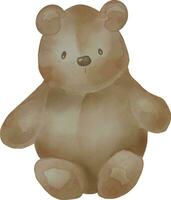 suave brinquedo para bebê aguarela ilustração isolado em branco fundo. mão desenhado pelúcia urso. Urso de pelúcia Urso dentro neutro cores. fofa Urso para aniversário cartão postal ou recém-nascido banho, Tag, convite vetor