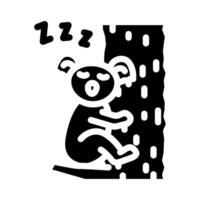 sonolento coala dormir noite glifo ícone vetor ilustração