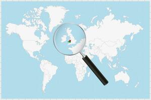 ampliação vidro mostrando uma mapa do país de gales em uma mundo mapa. vetor