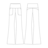 modelo bootcut legging com bolso vetor ilustração plano Projeto esboço roupas coleção