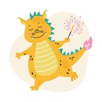 fantasia fofa Dragão com estrelinhas. alegre Natal e Novo ano cartão. bebê dinossauro para crianças. vetor fofa libélula dino personagem, desenho animado ilustração