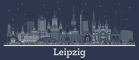 esboço Leipzig Alemanha cidade Horizonte com branco edifícios. o negócio viagem e turismo conceito com histórico arquitetura. Leipzig paisagem urbana com pontos de referência. vetor