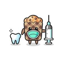 personagem mascote de muffin como dentista vetor