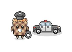 desenho animado mascote de muffin como policial vetor