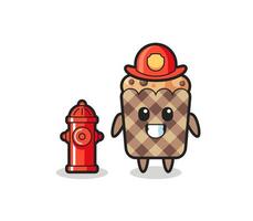 personagem mascote de muffin como bombeiro vetor