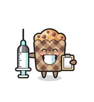 ilustração mascote de muffin como médico vetor