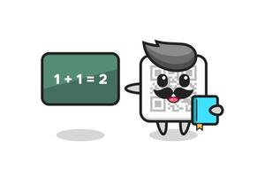 ilustração de personagem de código qr como professor vetor