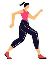 mulher vestindo exercite-se roupas corrida corre dentro plano vetor estilo