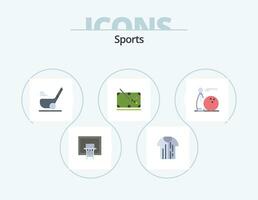 Esportes plano ícone pacote 5 ícone Projeto. mesa. sinuca. camiseta. esporte. bola vetor