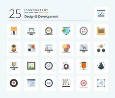 Projeto desenvolvimento 25 plano cor ícone pacote Incluindo desenvolvimento. âncora. gráfico Projeto. rede desenvolvimento. configurações vetor