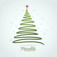 mínimo verde linha Natal árvore cartão fundo vetor