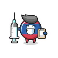 ilustração do mascote do emblema da bandeira do laos como médico vetor