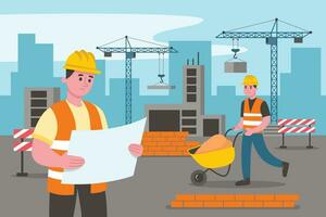 construção trabalhadores às a construção local vetor ilustração