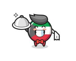 personagem mascote da bandeira kuwait como garçom vetor