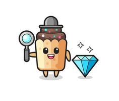 ilustração do personagem cupcake com um diamante vetor