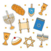 conjunto do hanukkah ícones vetor