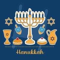 conjunto do hanukkah ícones vetor