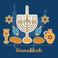 conjunto do hanukkah ícones vetor