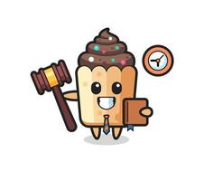 desenho de mascote de cupcake como juiz vetor
