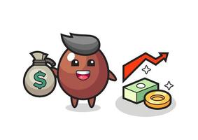 desenho animado de ilustração de ovo de chocolate segurando um saco de dinheiro vetor