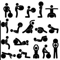Exercício do exercício de formação da bola da aptidão da ginástica do homem. vetor