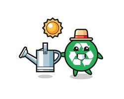 personagem de desenho animado de reciclagem segurando regador vetor