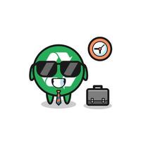 desenho animado mascote da reciclagem como empresário vetor