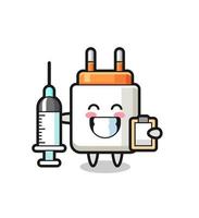 ilustração mascote do adaptador de energia como um médico vetor