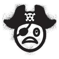Bravo emoticon grafite vestindo uma pirata chapéu com spray pintura vetor