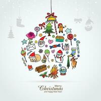 lindo Natal conjunto do ícones bola feriado cartão fundo vetor