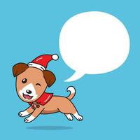 desenho animado fofa cachorro com Natal traje e discurso bolha vetor