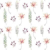 aguarela floral fundo. desatado padronizar com delicado folhas e flores mão desenhado botânico papel de parede vetor