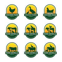 Fazenda animais logotipo conjunto vetor ilustração. gado logotipo conjunto