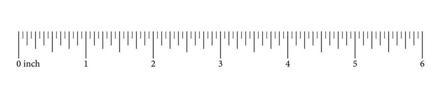 medindo horizontal gráfico com marcação. régua escala 6 polegada ou pé com números. comprimento medição matemática, distância, altura, de costura ferramenta. vetor gráfico modelo ilustração.