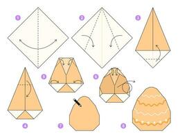 Páscoa ovo origami esquema tutorial comovente modelo. origami para crianças. degrau de degrau quão para faço uma fofa origami ovo. vetor ilustração.