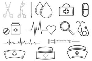 médico Ferramentas pacote, médico equipamento pacote, enfermeira chapéu vetor, sangue, enfermeira, saúde, ilustração, grampo arte, médico ilustração vetor