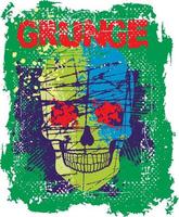 sinal gótico com crânio, camisetas com design vintage grunge vetor