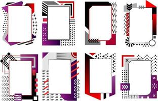 coleção moderna de vetores editáveis para seu texto e imagens. coleção de quadros nas cores roxas e pretas vermelhas. designs modernos editáveis, copie o espaço.