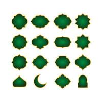 conjunto do verde islâmico forma projeto, vários em branco islâmico forma coleção modelo vetor