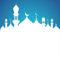 simples azul islâmico fundo com branco mesquita e cópia de espaço para texto vetor