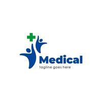 simples médico logotipo com pessoas levantando mão ilustração Projeto vetor