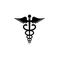 simples caduceu médico logotipo projeto, farmacia símbolo com cobras e asas ilustração vetor