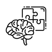 cérebro e enigma linha ícone Projeto para jogos e problema resolução vetor