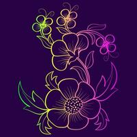 arco Iris cor linha arte floral vetor ilustração, colorida vintage decorativo vetor modelo, arco Iris cor flor enfeites.