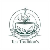 ilustração do ervas tradicional chá. chá xícara, chá folhas. oriental, chinês chá logotipo modelo. vetor imagem eps 10. plano minimalista estilo.