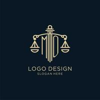 inicial mo logotipo com escudo e balanças do justiça, luxo e moderno lei empresa logotipo Projeto vetor