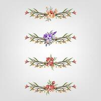 conjunto botânico Flor floral elementos decorativo para convite vetor